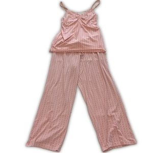 Pajamagram “Naturally Nude” silky pink pajama set with camisole and sleep pants